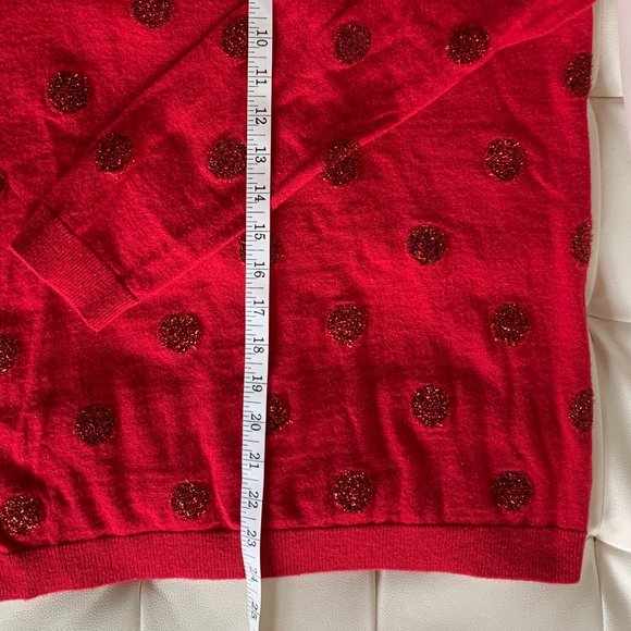 Talbots Tinsel Polkadot Wool Blend Sweater in Festive Berry Red - Picture 10 of 15